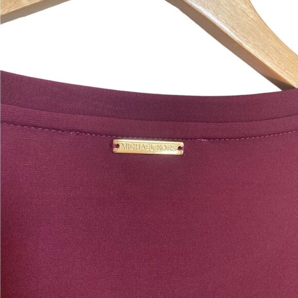 Michael Kors Merlot Long Sleeved Ruffle Dress NWT Size Large - Picture 2 of 5